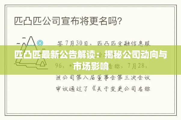 匹凸匹最新公告解读：揭秘公司动向与市场影响