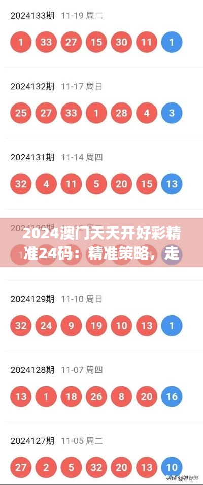 2024澳门天天开好彩精准24码：精准策略，走向成功