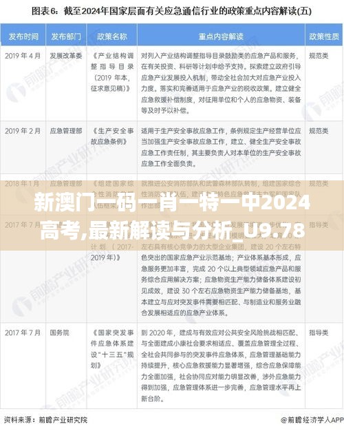 新澳门一码一肖一特一中2024高考,最新解读与分析_U9.788