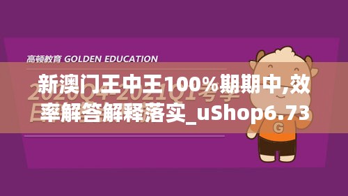 新澳门王中王100%期期中,效率解答解释落实_uShop6.736