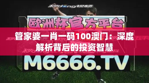 管家婆一肖一码100澳门：深度解析背后的投资智慧