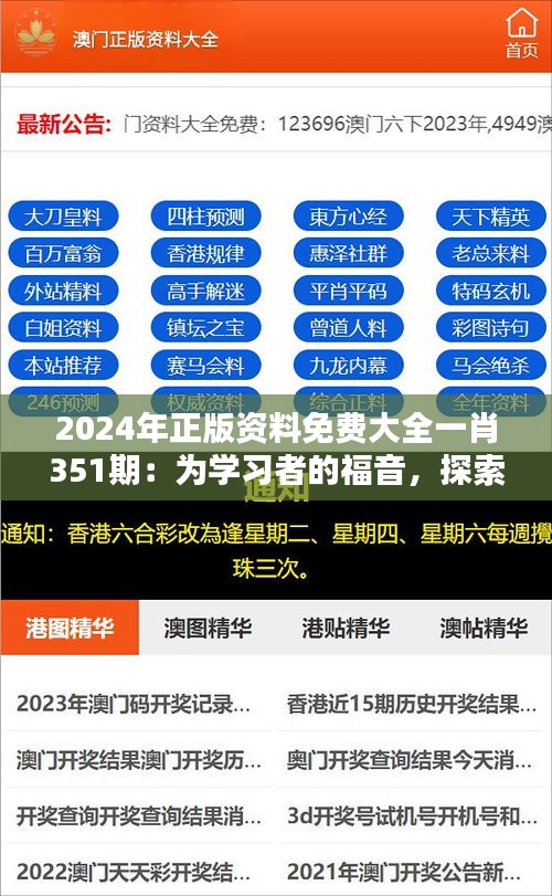 2024年正版资料免费大全一肖351期：为学习者的福音，探索免费知识的力量