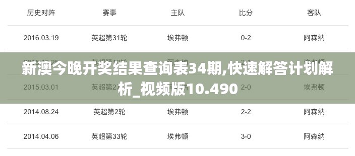 新澳今晚开奖结果查询表34期,快速解答计划解析_视频版10.490