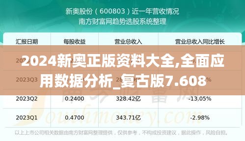 2024新奥正版资料大全,全面应用数据分析_复古版7.608