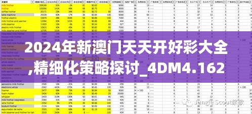 2024年新澳门天天开好彩大全,精细化策略探讨_4DM4.162