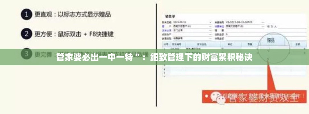 管家婆必出一中一特＂：细致管理下的财富累积秘诀