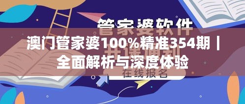 澳门管家婆100%精准354期｜全面解析与深度体验