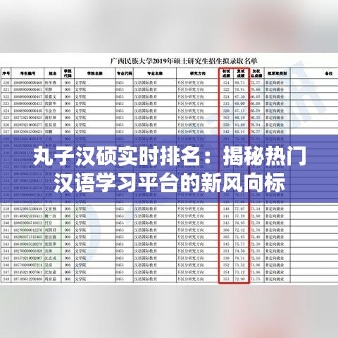 丸子汉硕实时排名：揭秘热门汉语学习平台的新风向标