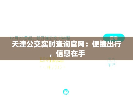 天津公交实时查询官网：便捷出行，信息在手