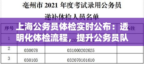 上海公务员体检实时公布：透明化体检流程，提升公务员队伍素质