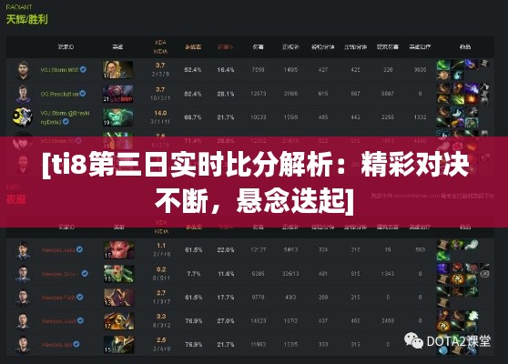 [ti8第三日实时比分解析：精彩对决不断，悬念迭起]