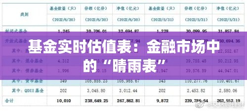 基金实时估值表：金融市场中的“晴雨表”