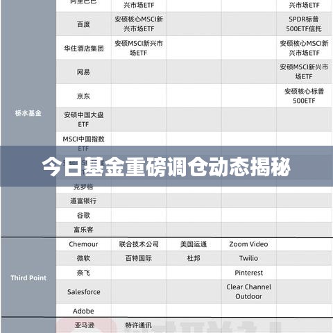 今日基金重磅调仓动态揭秘