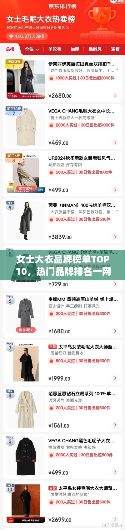 女士大衣品牌榜单TOP10，热门品牌排名一网打尽