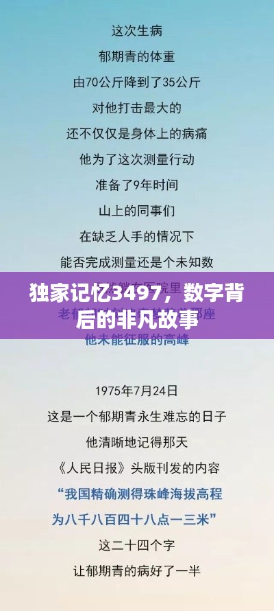 独家记忆3497，数字背后的非凡故事