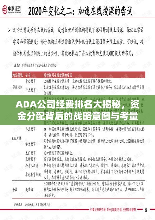 ADA公司经费排名大揭秘，资金分配背后的战略意图与考量因素详解