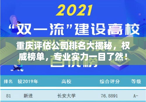 重庆评估公司排名大揭秘，权威榜单，专业实力一目了然！