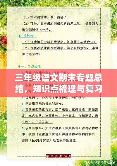 三年级语文期末专题总结，知识点梳理与复习策略