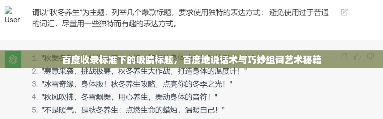 百度收录标准下的吸睛标题，百度地说话术与巧妙组词艺术秘籍