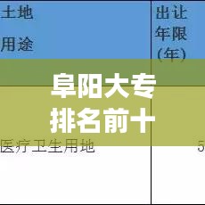 阜阳大专排名前十强揭晓，优质教育资源一览无余